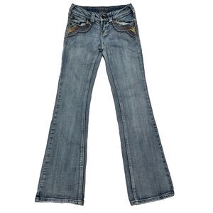 Zanadi Jeans Boot Cut Women’s Size 3 Denim Embroidered Pockets Light Wash Blue